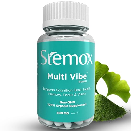 Frasco suplementario Stemox Multi Vibe con ginkgo biloba y vitaminas B