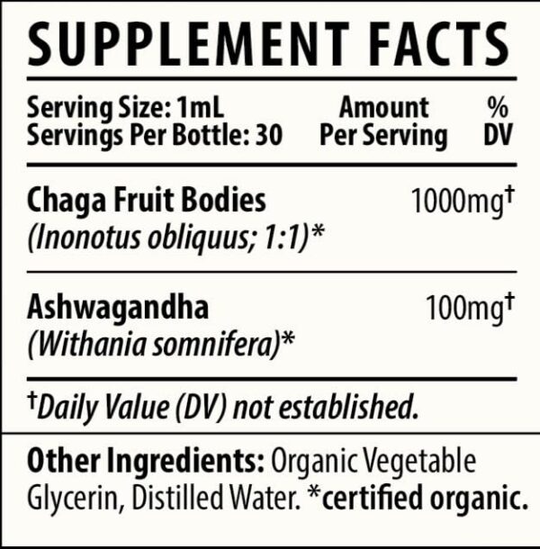 Suplemento de chaga y ashwagandha para bienestar