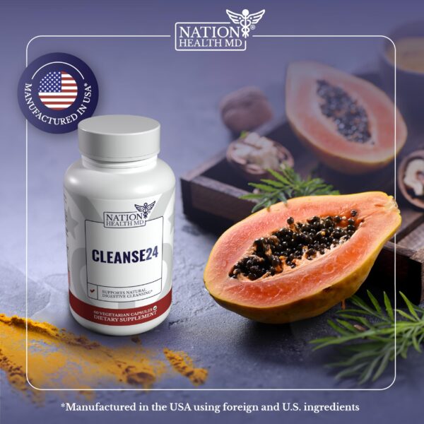 Suplemento Cleanse24 ingredientes naturales para limpieza intestinal