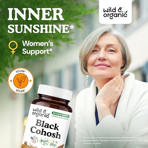 Botella de suplemento de cohosh negro Wild & Organic