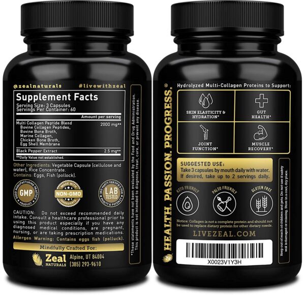 Suplemento colágeno para piel, cabello y articulaciones Zeal Naturals