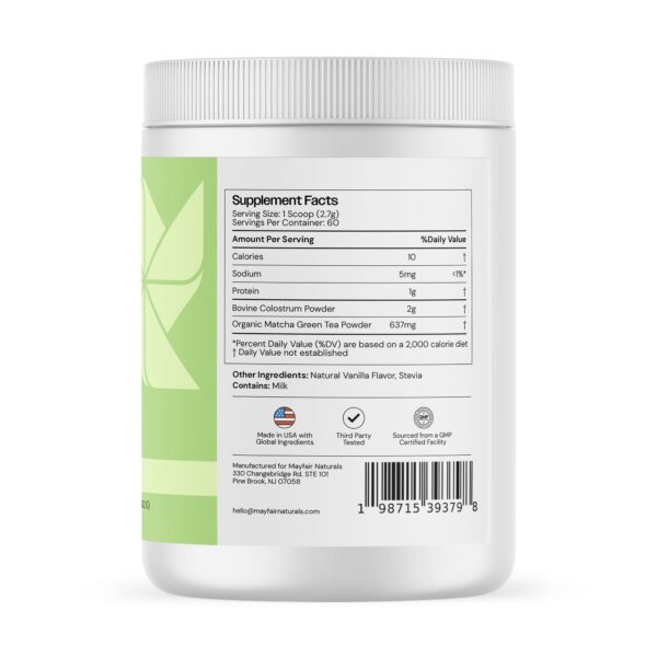 suplemento colostro bovino matcha 60 dosis envase