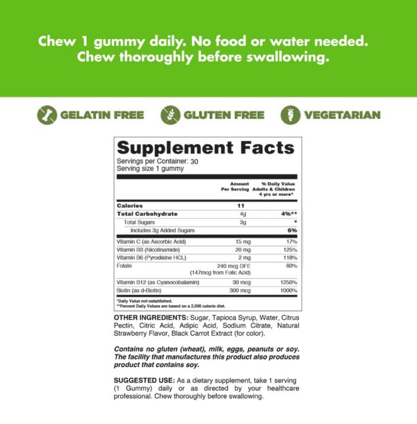 Suplemento de Complejo B en gomitas sabor fresa