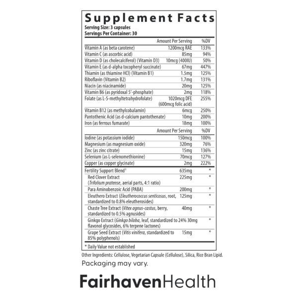 Suplemento para concepción FertilAid con Vitex y Folato