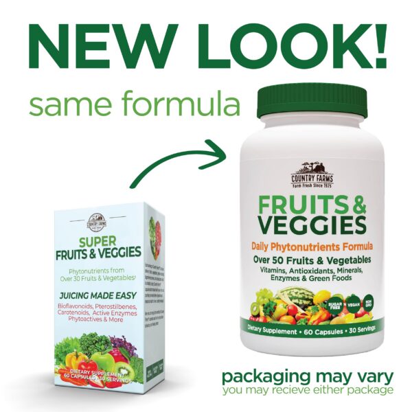 Frascos con suplemento natural Country Farms para energía y salud inmune