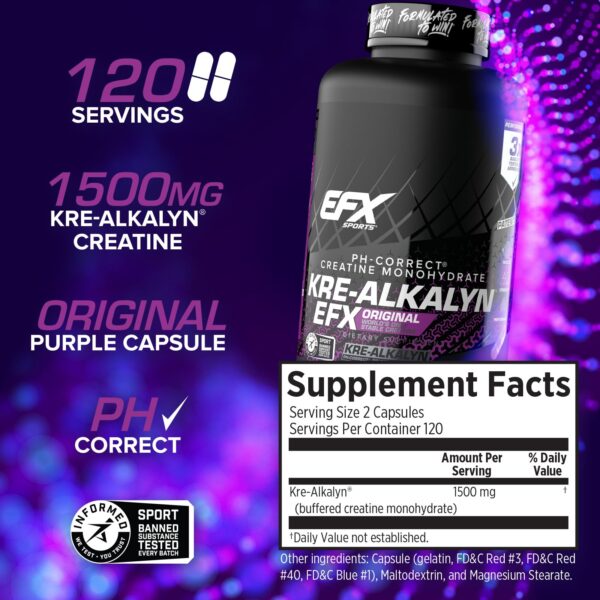 Version 1.0.0 Suplemento de creatina Kre-Alkalyn EFX Sports botella