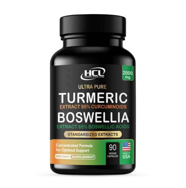 Suplemento Cúrcuma Boswellia 2000mg cápsulas frasco