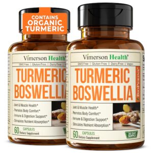 Suplemento de cúrcuma y boswellia en cápsulas Vimerson Health