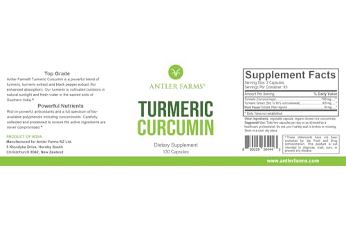 Suplemento cúrcuma curcumina 95% con pimienta negra