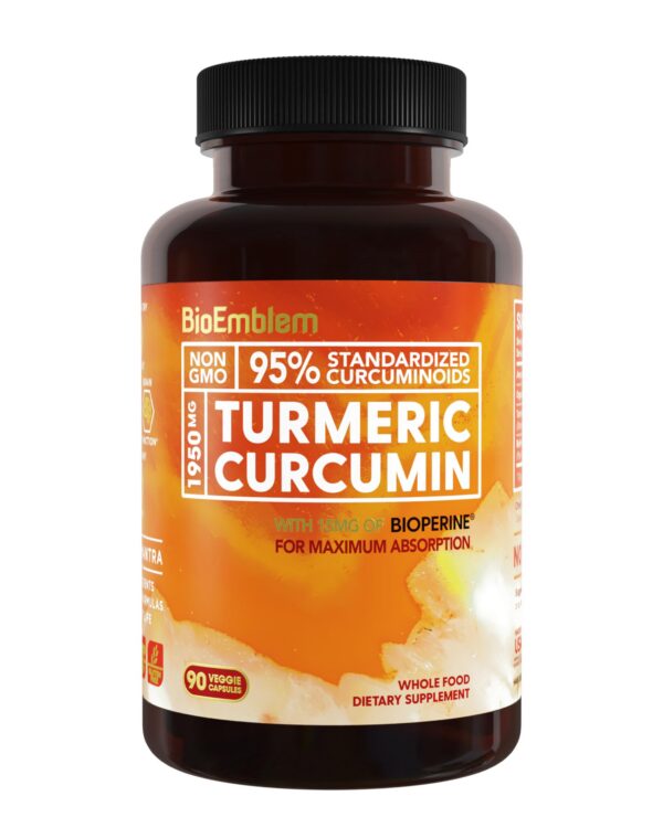Version 1.0.0 Frasco del suplemento BioEmblem con Curcumina y BioPerine