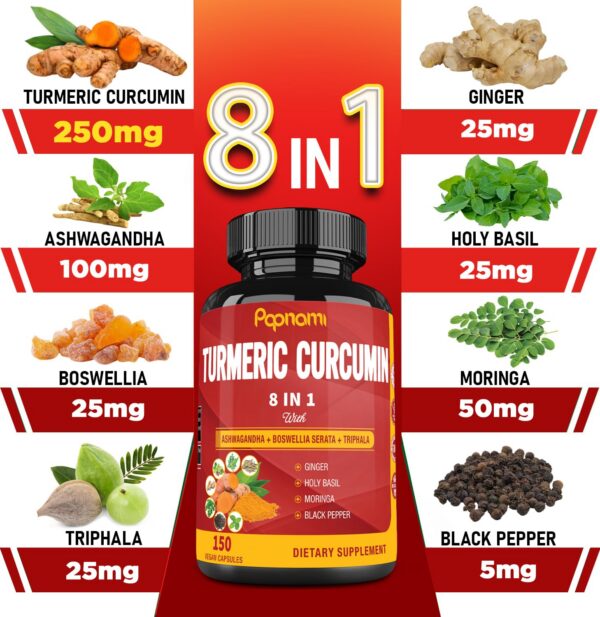 Suplemento de cúrcuma y extractos de hierbas para bienestar diario