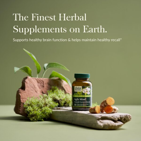 Suplemento de cúrcuma y ginkgo biloba Gaia Herbs Agile Mind