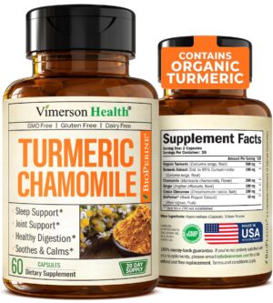 Suplemento de cúrcuma y manzanilla para sueño y relajación Vimerson Health