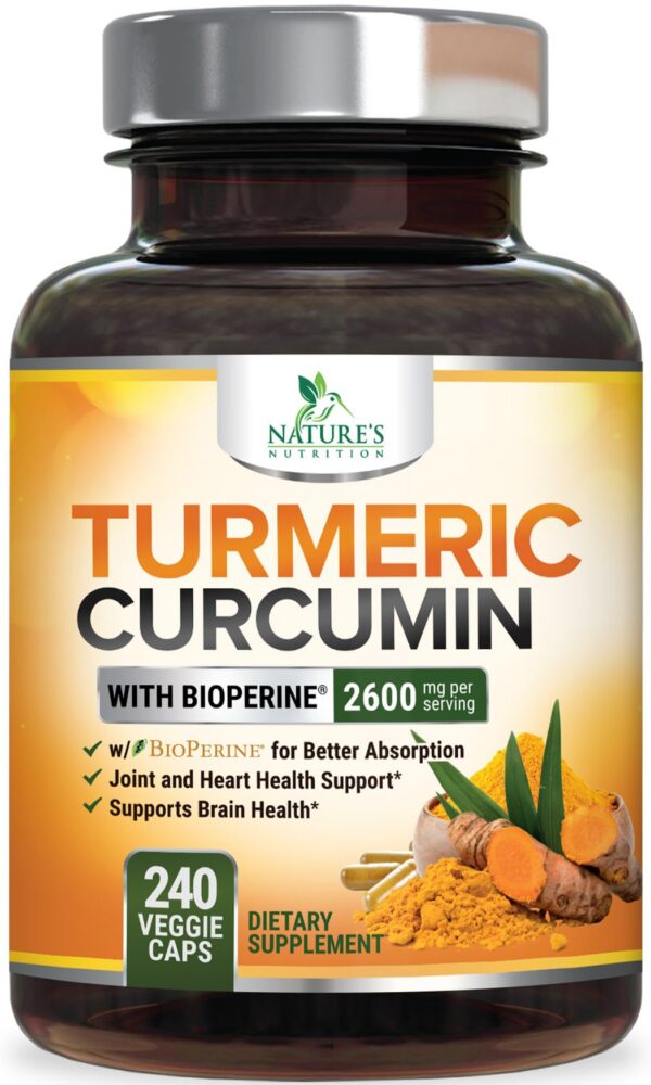 Suplemento de cúrcuma Nature's Nutrition 2600mg 240 cápsulas