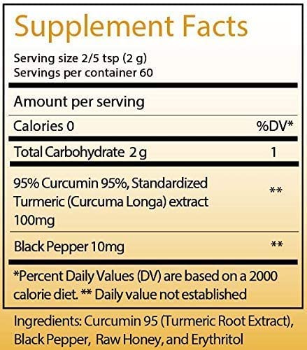Suplemento de cúrcuma y pimienta negra con curcuminoides