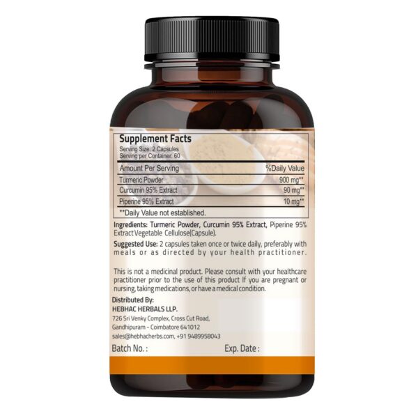 Suplemento de cúrcuma y pimienta negra Hebhac Herbs