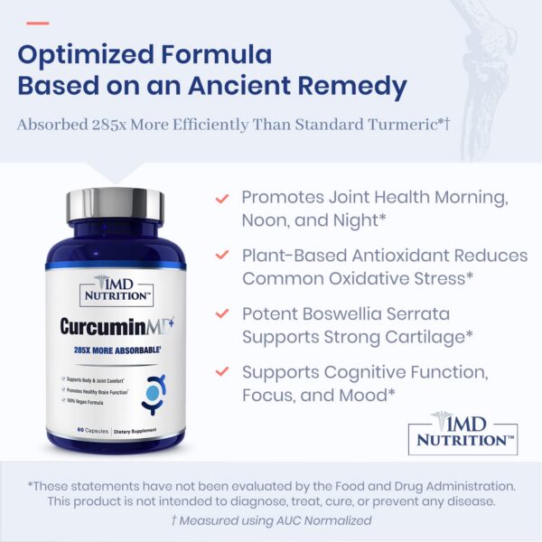 Suplemento CurcuminMD Plus fórmula optimizada Longvida