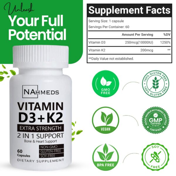 Suplemento NAhmeds D3 K2 etiqueta lateral