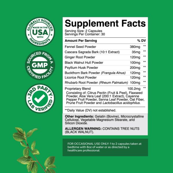 Envase de suplemento detox para colon Natures Craft