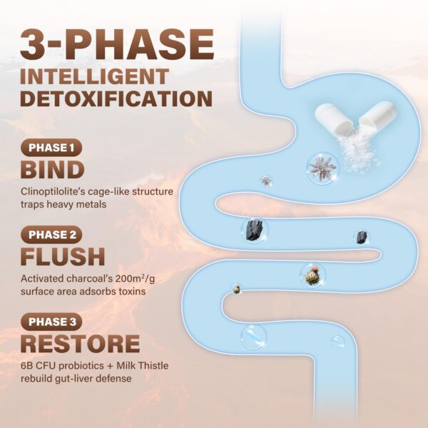suplemento detox digestivo con zeolita carbón activado y probióticos