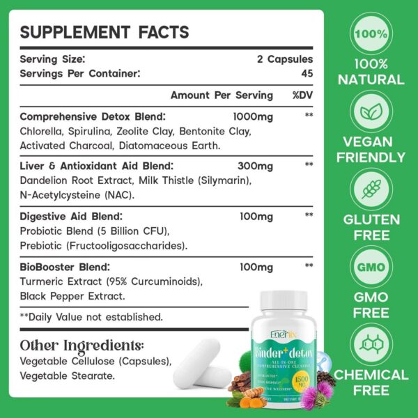 Suplemento de detox Enerlix con carbón activado y zeolita