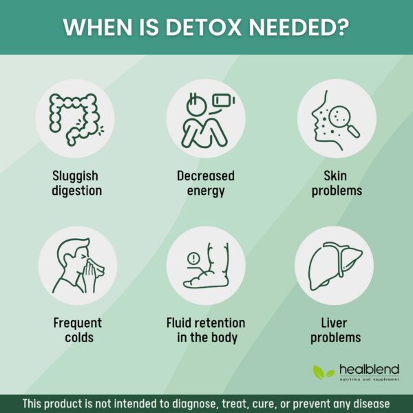 Suplemento detox fórmula healblend para limpieza intestinal y hepática