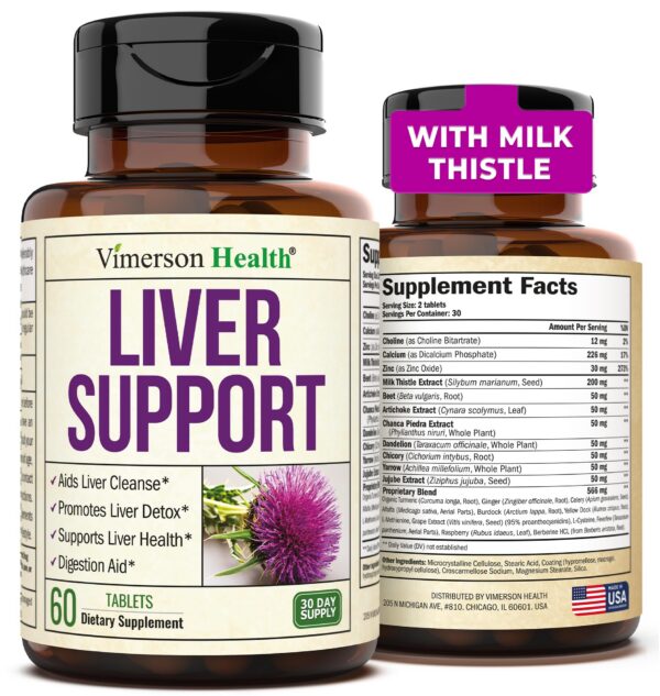 Suplemento detox hígado cardo mariano y hierbas en botella