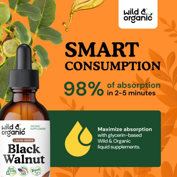 Version 1.0.0 Suplemento detox nogal negro vegan Wild & Organic botella 2 fl oz