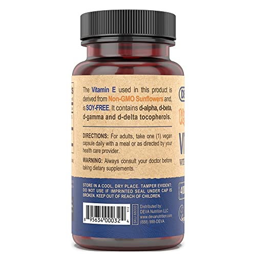 Suplemento DEVA vitamina E mezcla tocopheroles 400 UI