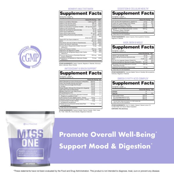 Suplemento diario NutraOne MissOne para mujeres texto informativo