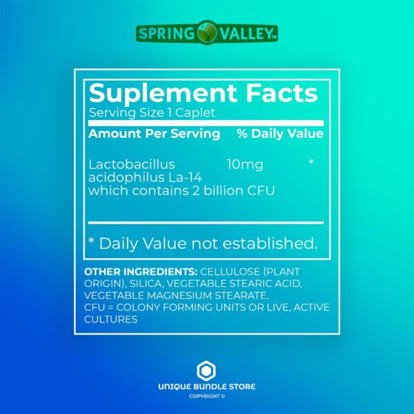 Suplemento dietético Spring Valley Acidophilus 100 tabletas paquete 2