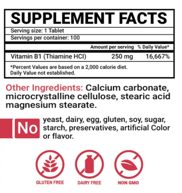 Suplemento dietético vitamina b1 paquete 100 tabletas Peters Choice
