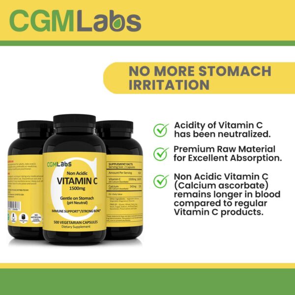 Suplemento dietético Vitamina C CGMLABS kosher 500 cápsulas