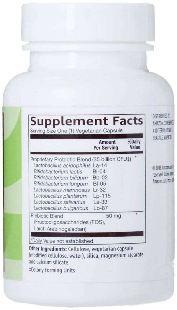 Suplemento digestivo Amazon Solimo cápsulas probióticas 35 mil millones CFU