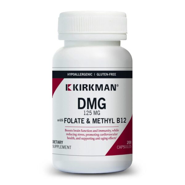 Suplemento DMG 125 mg con folato y metil B12 Kirkman frasco