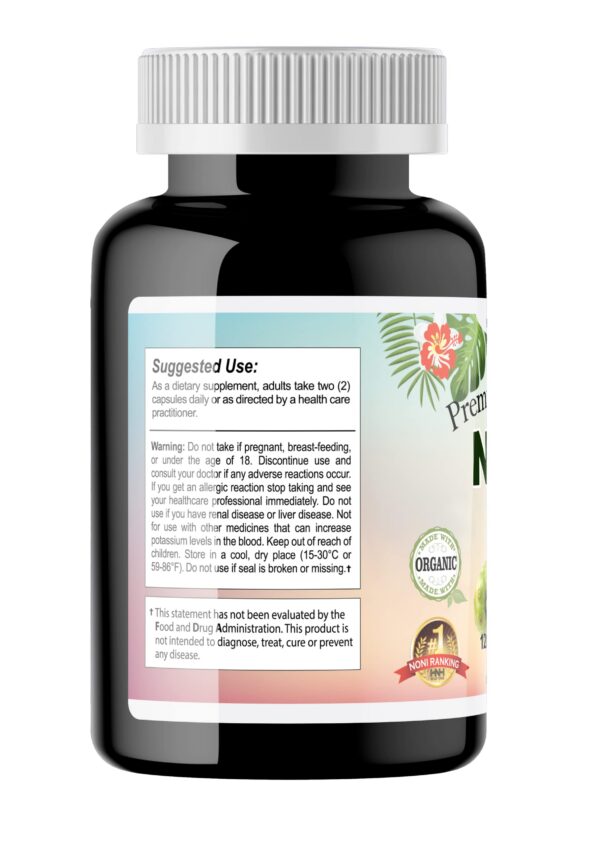 Etiqueta frontal Dr.K&C HNHusa Noni suplemento vegano