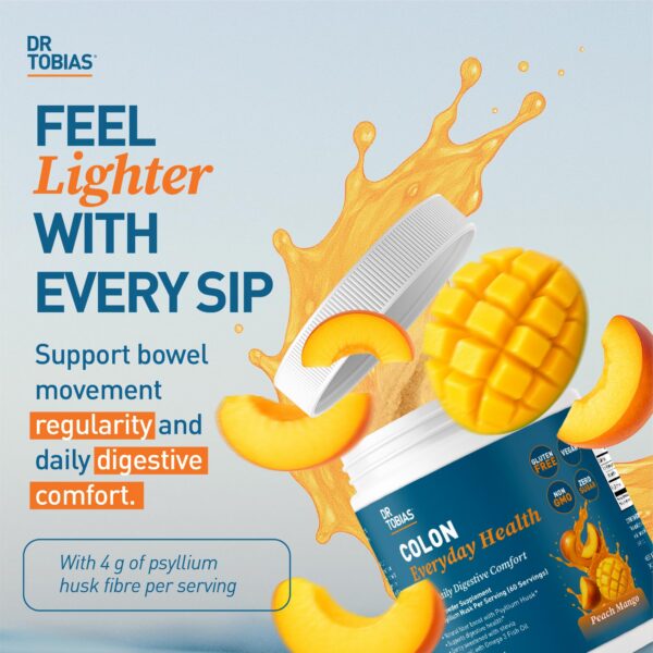 Suplemento Dr. Tobias con 4g de psyllium por porción para digestión