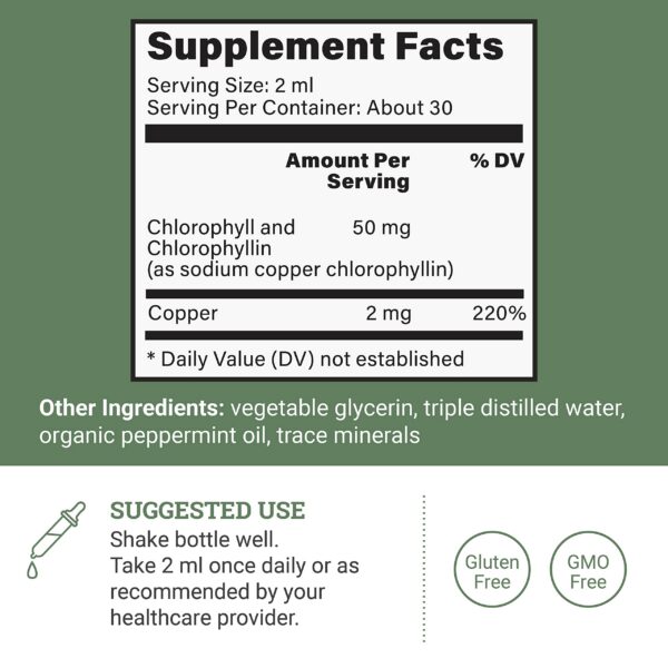 Suplemento Earth Harmony 2oz clorofila con 120 cápsulas detalle