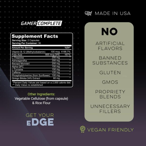 Suplemento eDGE para gamers para energía y claridad mental