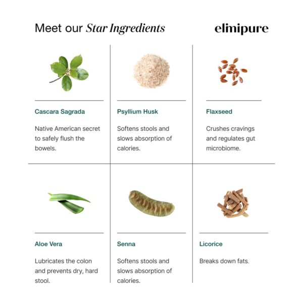Suplemento Elimipure detox natural para salud intestinal y bienestar