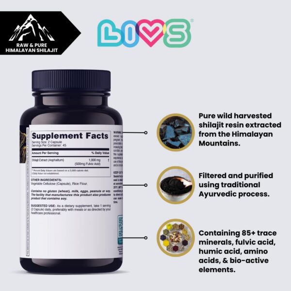 Version 1.0.0 Suplemento energético LIVS con Shilajit y ácido fúlvico para hombres