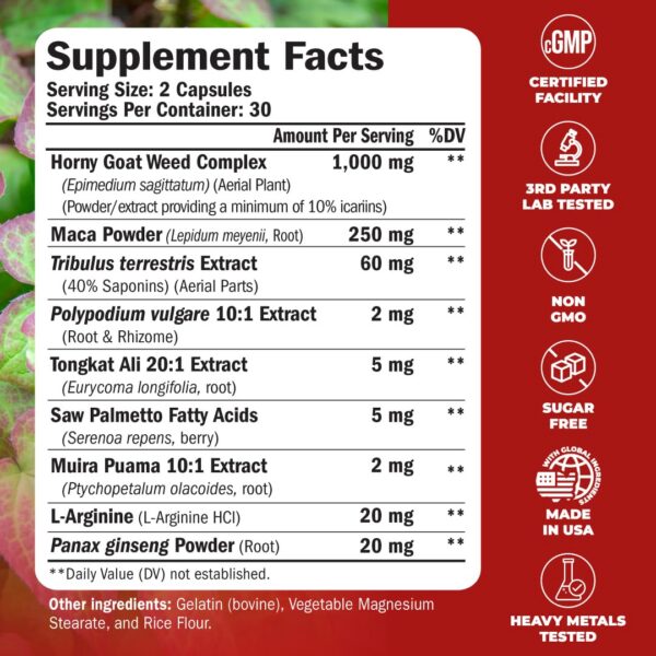 Suplemento para energía y testosterona saludable para hombres activos
