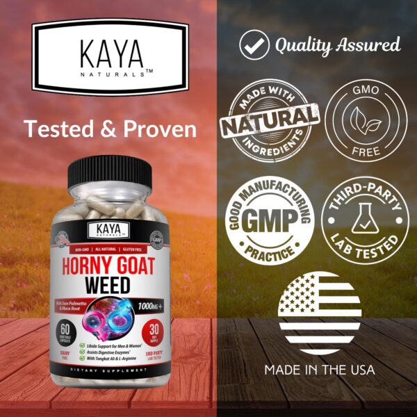 Suplemento energizante Kaya Naturals Horny Goat Weed con Maca