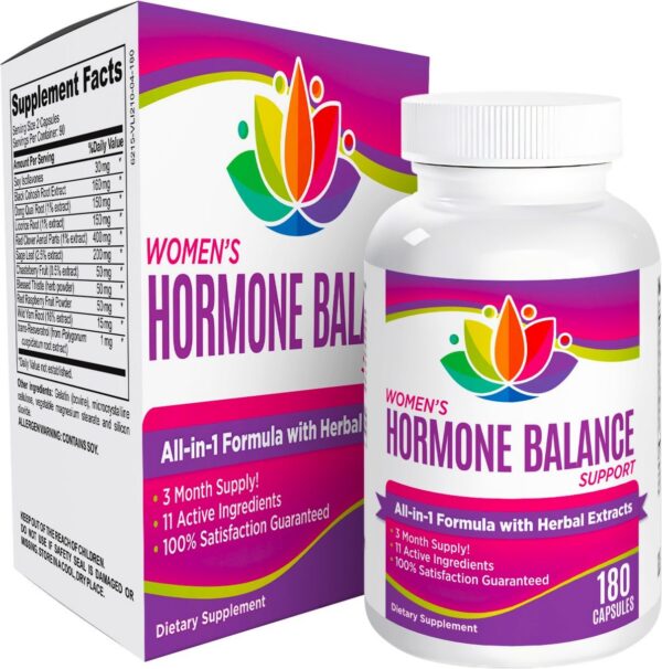 Version 1.0.0 Suplemento equilibrante hormonal femenino botella 180 cápsulas