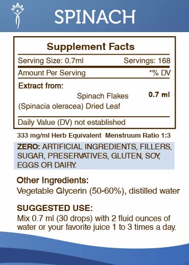Suplemento natural de espinaca sin alcohol