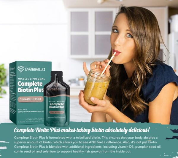 Suplemento EVERBELLA con biotina y vitaminas para salud capilar