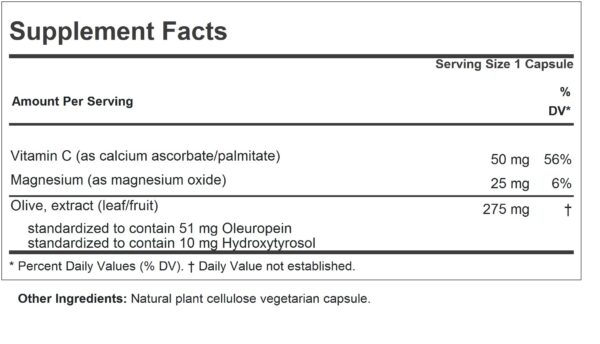 Suplemento de extracto estandarizado de hoja y fruto de oliva