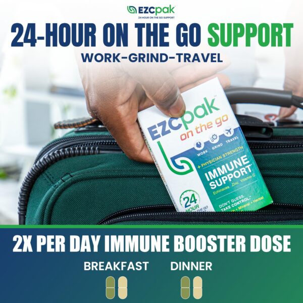 Suplemento EZC Pak On The Go con vitamina C, zinc y equinácea