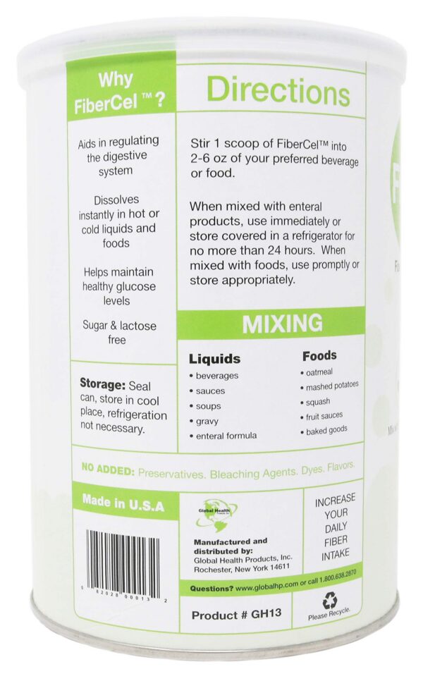 Suplemento FiberCel para incluir fibra sin sabor en bebidas y alimentos