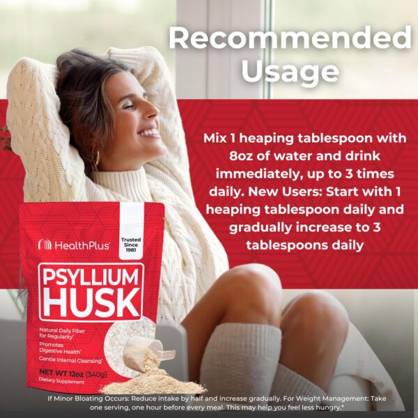Suplemento fibra cáscara de psyllium Health Plus